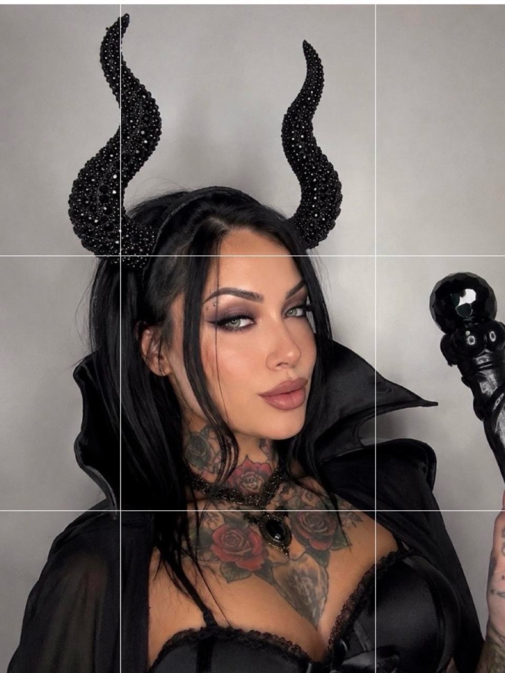 Jet Black Rhinestone Gothic Horns Headband New